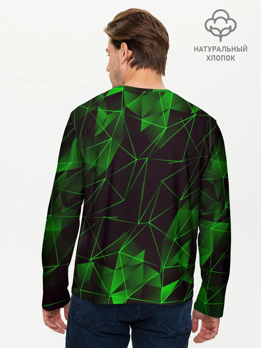 Мужской лонгслив базовый / GREEN STRIPES | ЗЕЛЕНАЯ ГЕОМЕТРИЯ (P007_P004ooo2145023, P004ooo2145023)