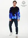 Мужской лонгслив базовый / СИНИЙ ОГОНЬ ГЛИТЧ | BLUE FIRE GLITCH (P007_P004ooo2145069, P004ooo2145069)