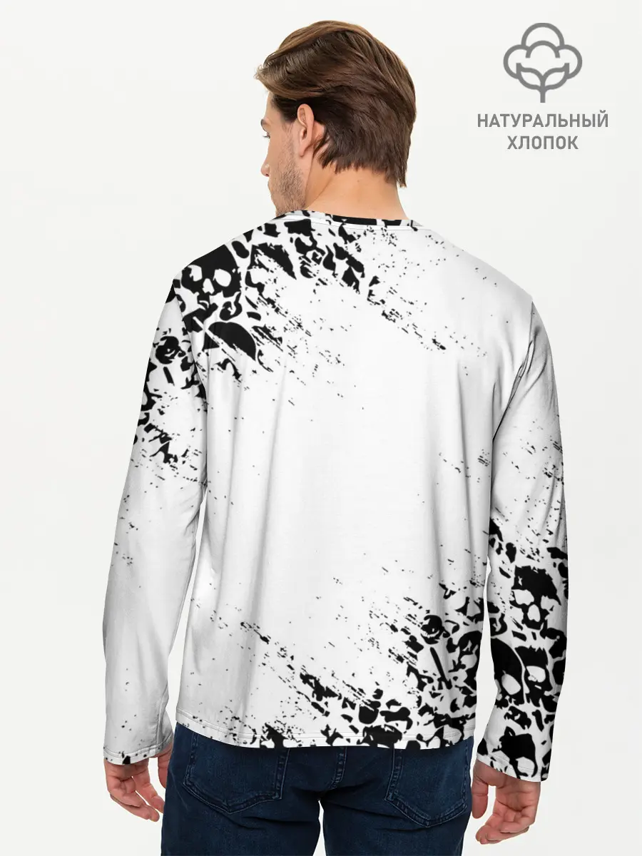 Мужской лонгслив базовый / БЕЛЫЕ ЧЕРЕПА | WHITE SKULLS (P007_P004ooo2145077, P004ooo2145077)