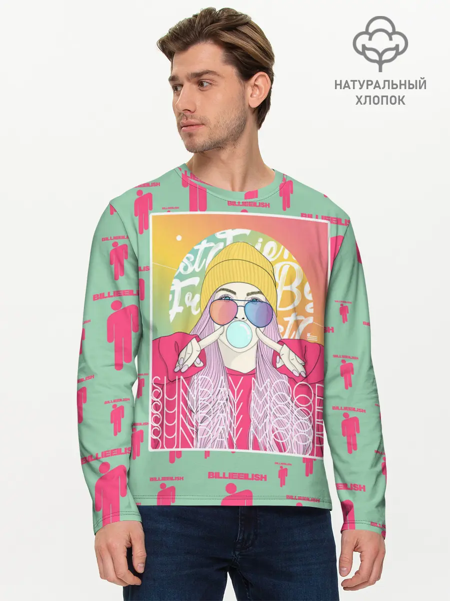Мужской лонгслив базовый / Billie Eilish (P007_P004ooo2144197, P004ooo2144197)
