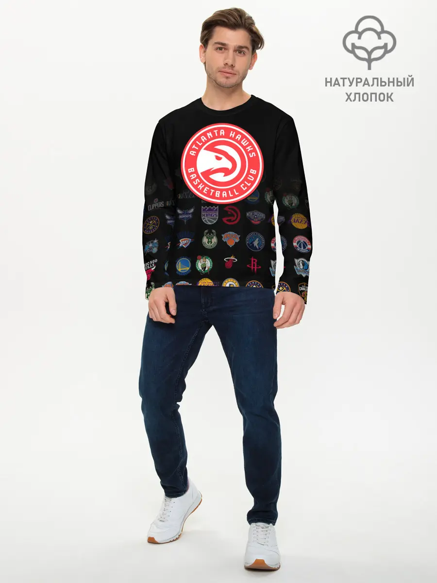 Мужской лонгслив базовый / Atlanta Hawks (P007_P004ooo2165591, P004ooo2165591)