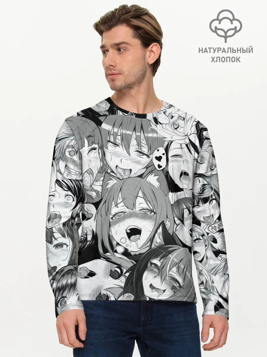 Мужской лонгслив базовый / AHEGAO monochrome (P007_P004ooo2182483, P004ooo2182483)