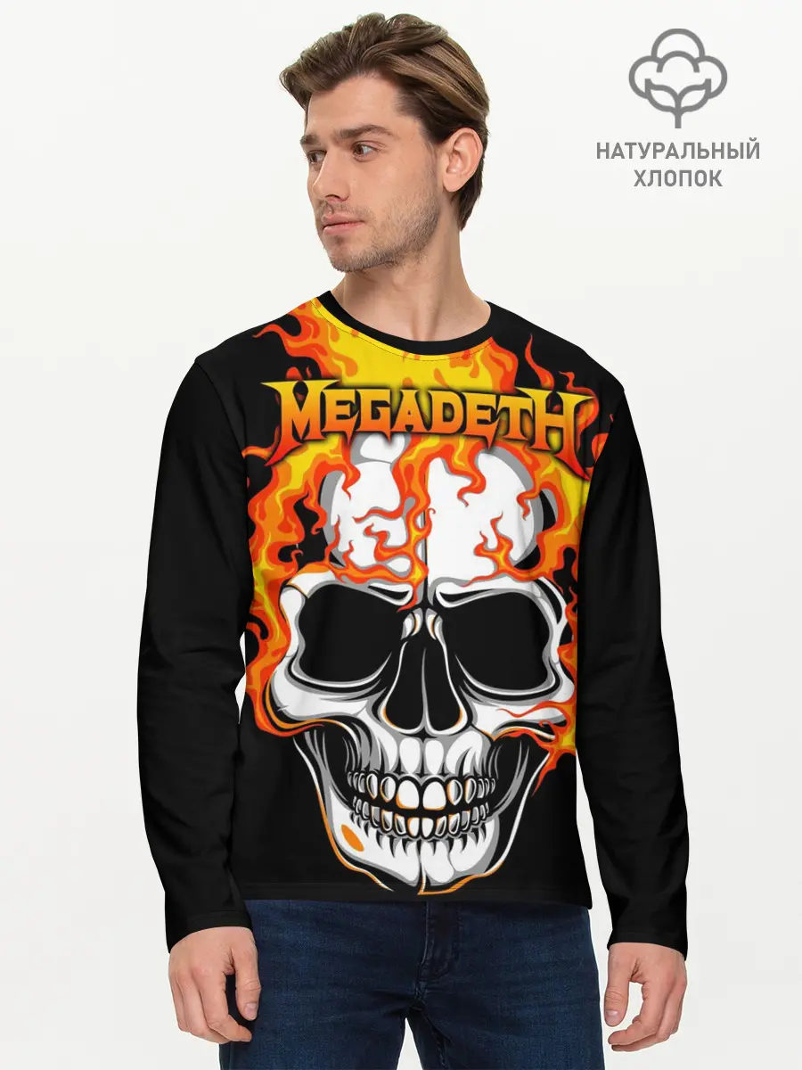 Мужской лонгслив базовый / Megadeth (P007_P004ooo2182727, P004ooo2182727)