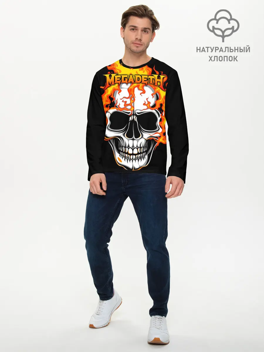 Мужской лонгслив базовый / Megadeth (P007_P004ooo2182727, P004ooo2182727)