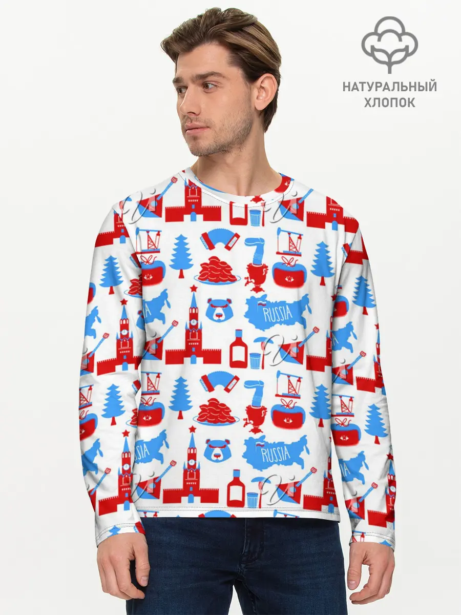 Мужской лонгслив базовый / РОССИЯ УЗОР (P007_P004ooo2190817, P004ooo2190817)