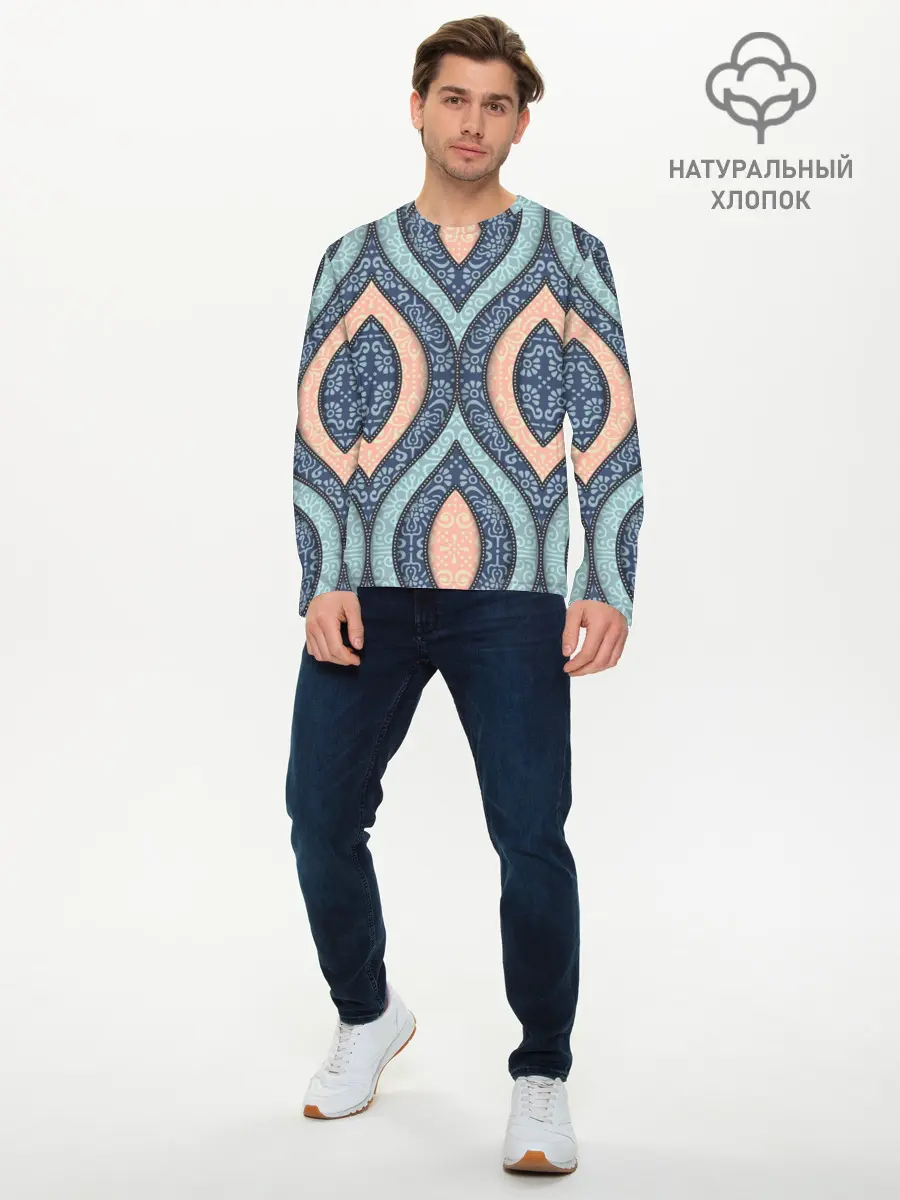 Мужской лонгслив базовый / Восточный орнамент (P007_P004ooo2199455, P004ooo2199455)