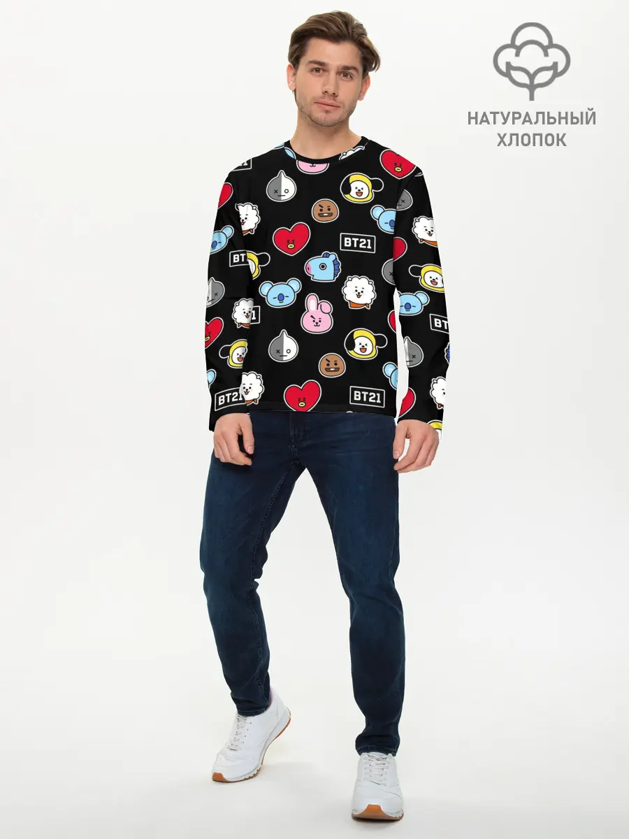 Мужской лонгслив базовый / BT21 | BTS | БТС | BANGTAN BOYS (P007_P004ooo2206541, P004ooo2206541)