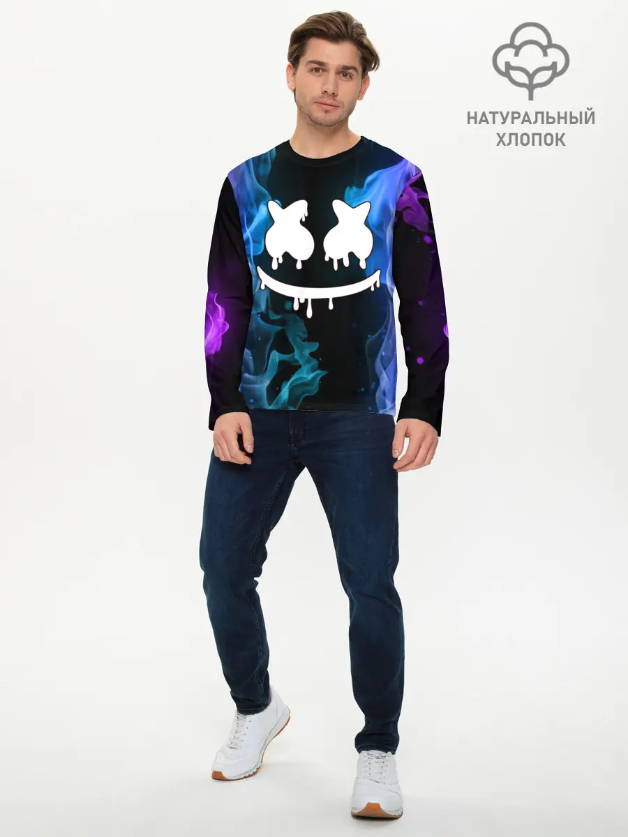 Мужской лонгслив базовый / Marshmello (P007_P004ooo2213263, P004ooo2213263)