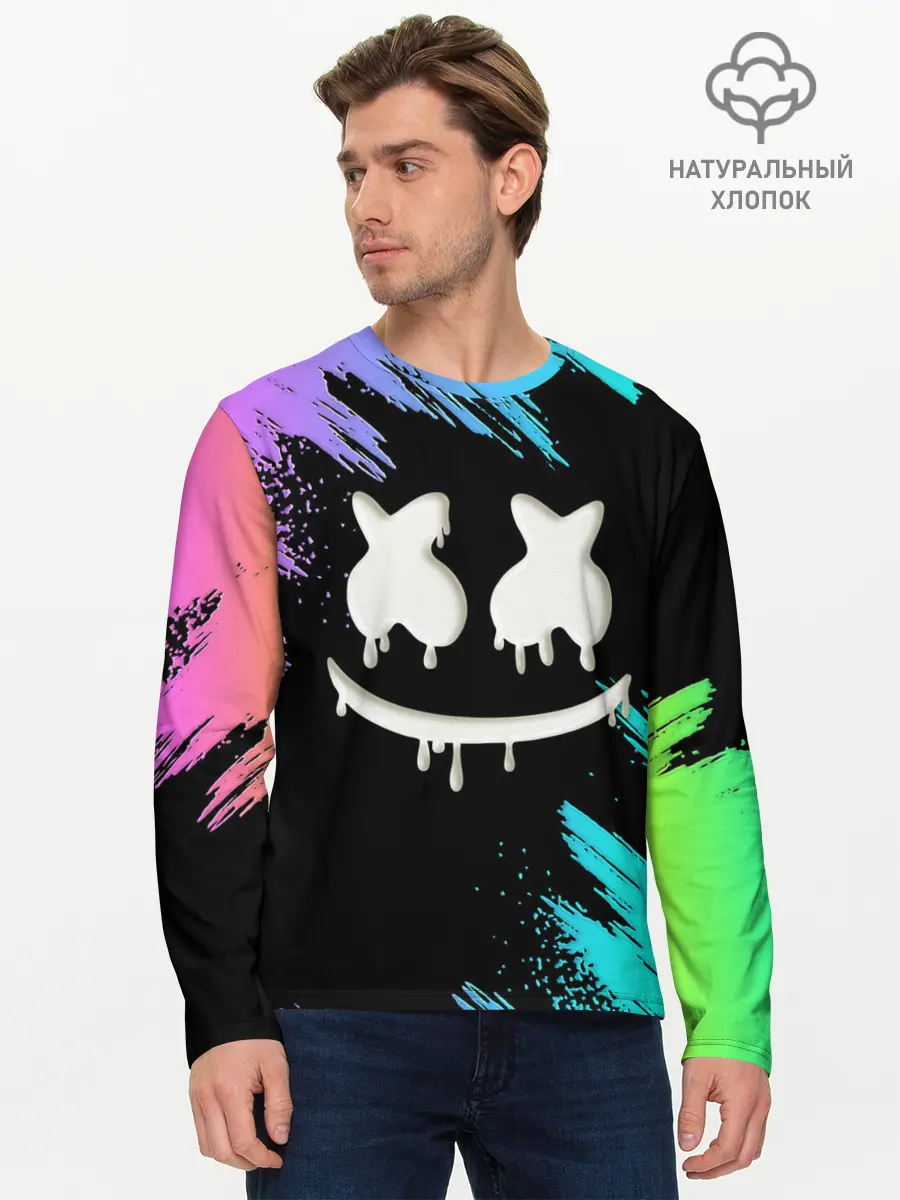 Мужской лонгслив базовый / Marshmello (P007_P004ooo2213261, P004ooo2213261)