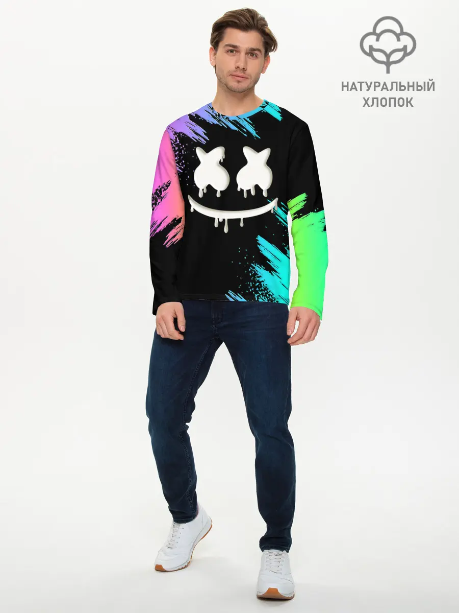 Мужской лонгслив базовый / Marshmello (P007_P004ooo2213261, P004ooo2213261)