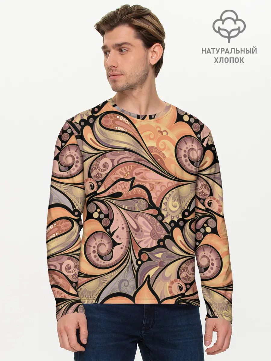 Мужской лонгслив базовый / дудл узоры (P007_P004ooo2215943, P004ooo2215943)