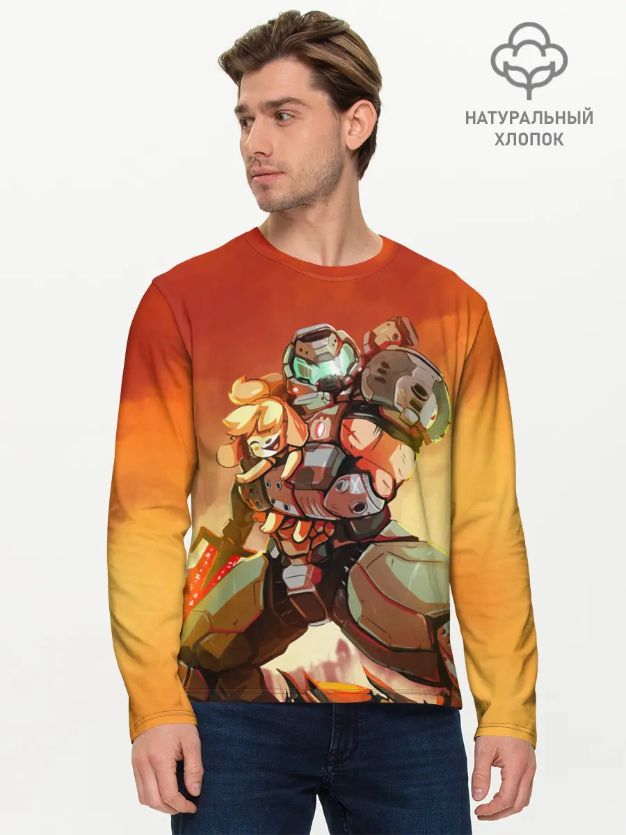 Мужской лонгслив базовый / ANIMAL CROSSING x DOOM ETERNAL (P007_P004ooo2229163, P004ooo2229163)