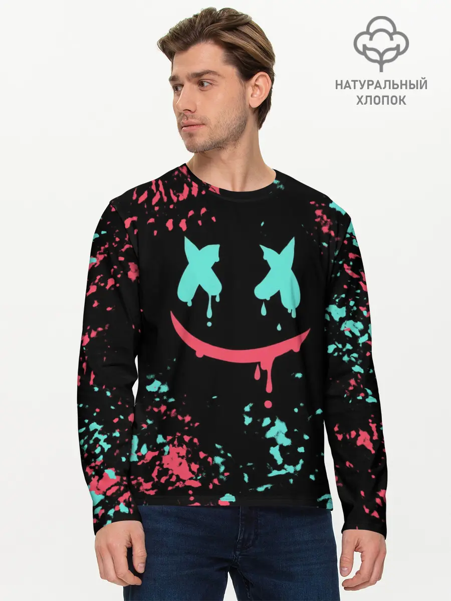 Мужской лонгслив базовый / Marshmello (P007_P004ooo2298567, P004ooo2298567)