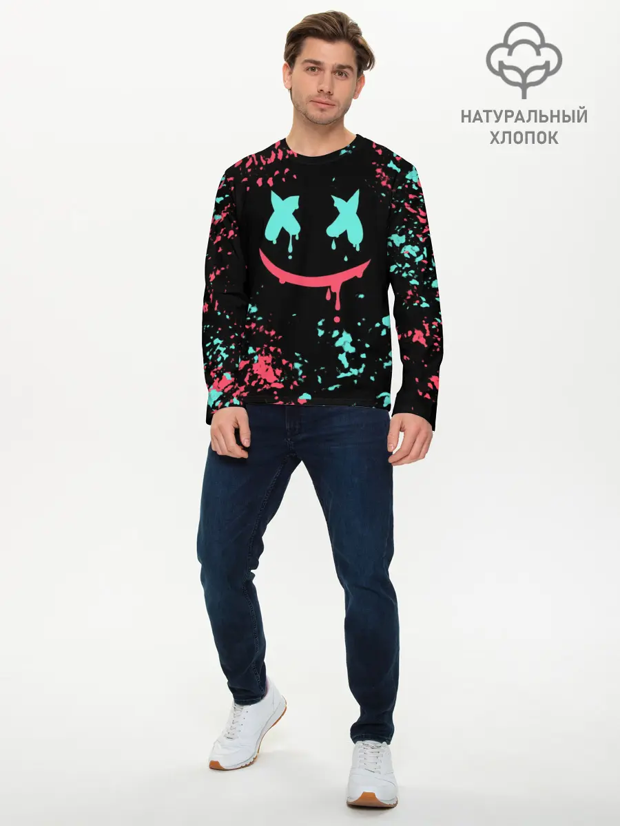 Мужской лонгслив базовый / Marshmello (P007_P004ooo2298567, P004ooo2298567)