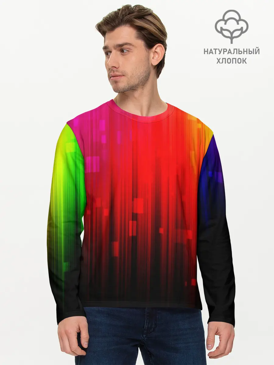 Мужской лонгслив базовый / АБСТРАКТНЫЕ КРАСКИ (P007_P004ooo2392171, P004ooo2392171)