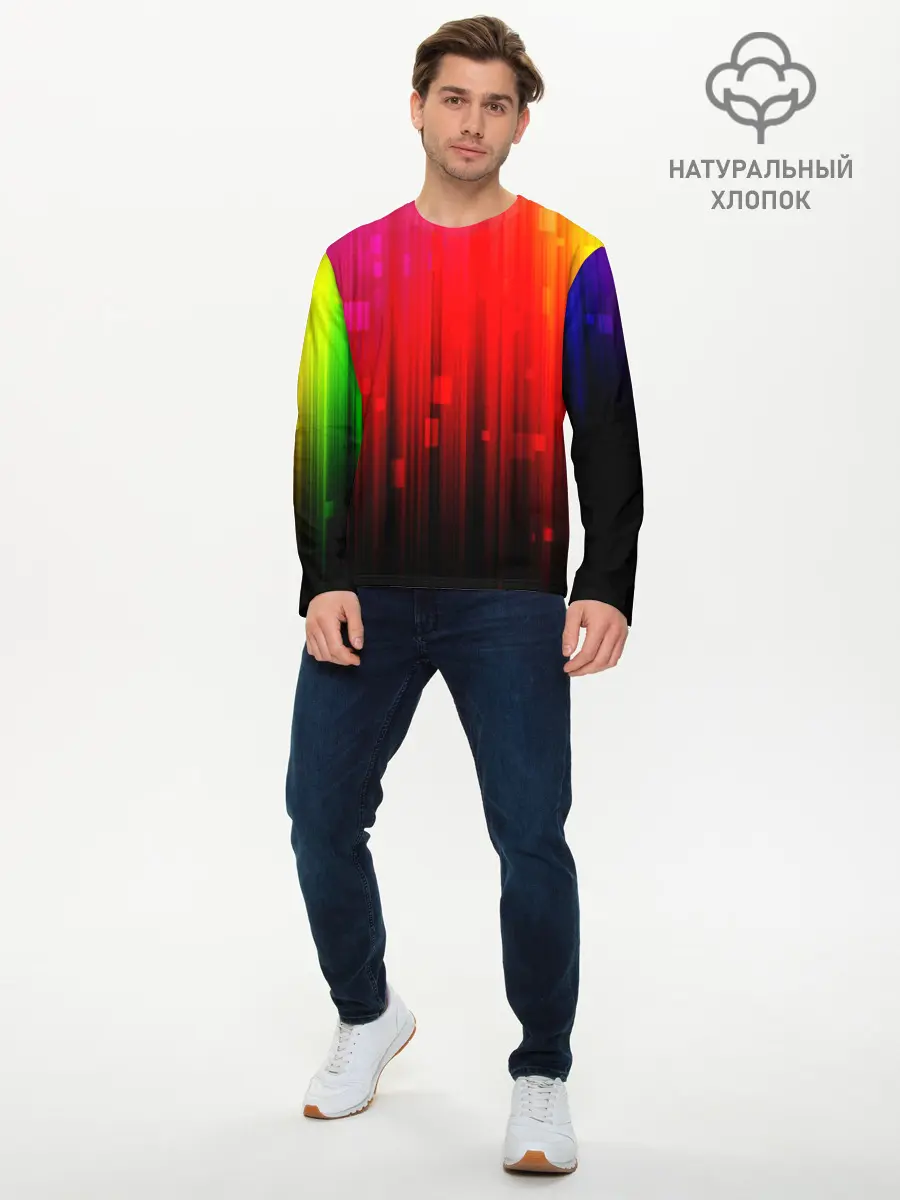Мужской лонгслив базовый / АБСТРАКТНЫЕ КРАСКИ (P007_P004ooo2392171, P004ooo2392171)