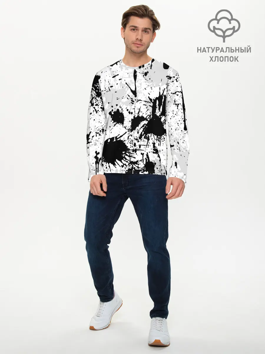 Мужской лонгслив базовый / БРЫЗГИ КРАСОК (P007_P004ooo2400891, P004ooo2400891)