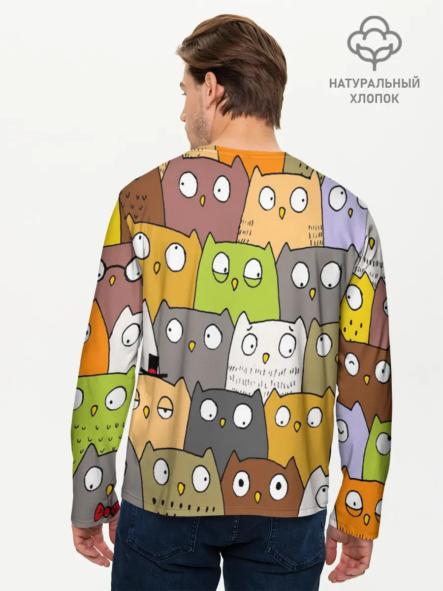 Мужской лонгслив базовый / СОВЫ КОТИКИ (P007_P004ooo2425729, P004ooo2425729)