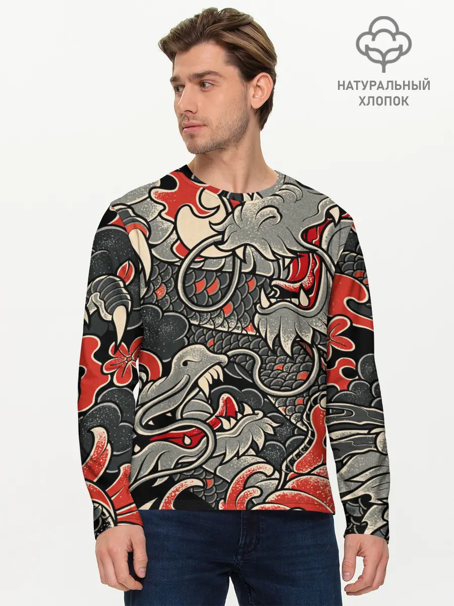 Мужской лонгслив базовый / Dsquared tatoo DRAGON (P007_P004ooo2410985, P004ooo2410985)
