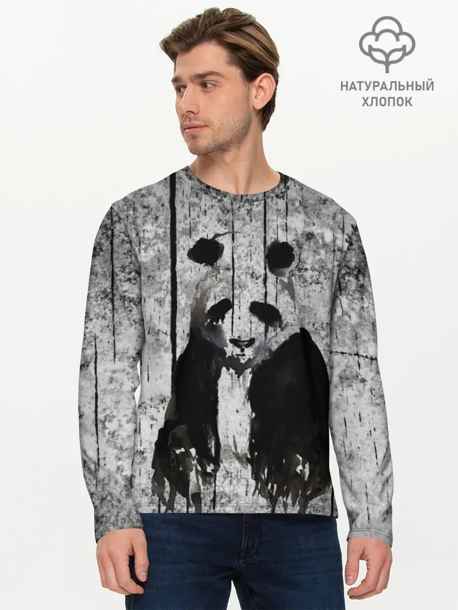 Мужской лонгслив базовый / Грустная Панда (P007_P004ooo2415995, P004ooo2415995)