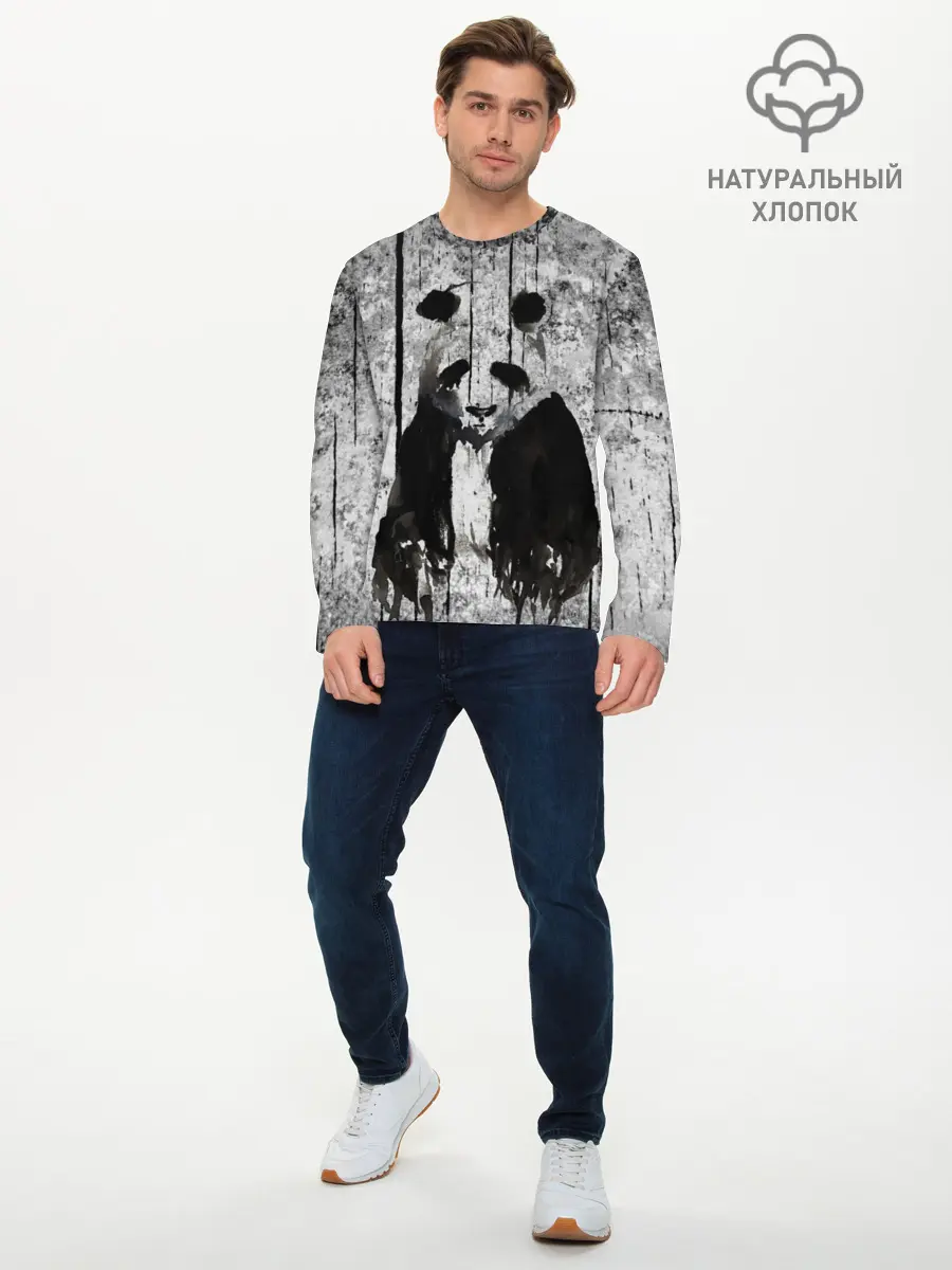 Мужской лонгслив базовый / Грустная Панда (P007_P004ooo2415995, P004ooo2415995)