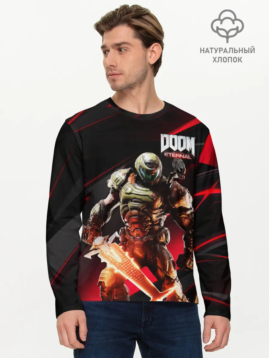 Мужской лонгслив базовый / Doom | Eternal (P007_P004ooo2450993, P004ooo2450993)