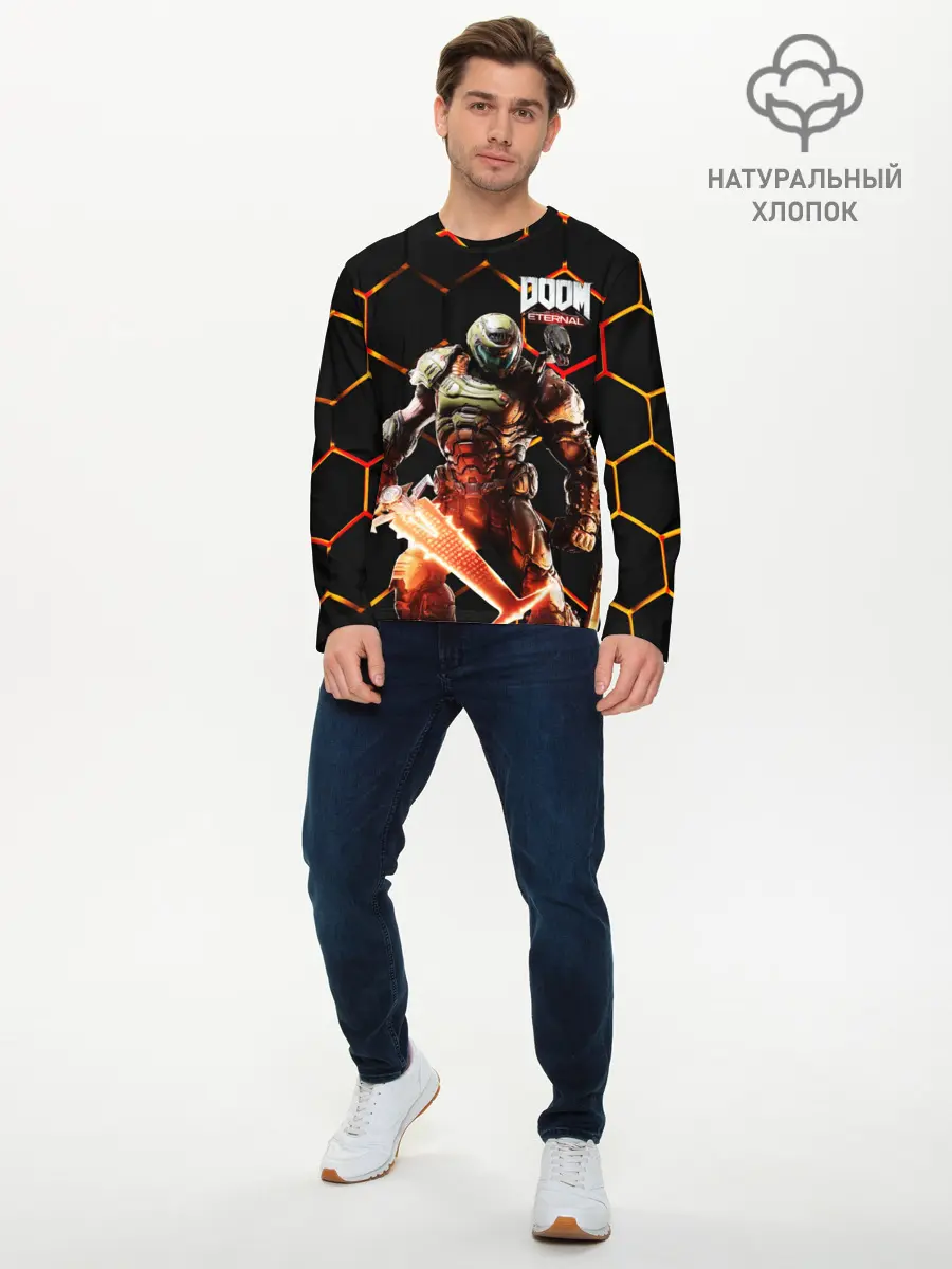 Мужской лонгслив базовый / DOOM | Броня (P007_P004ooo2458889, P004ooo2458889)