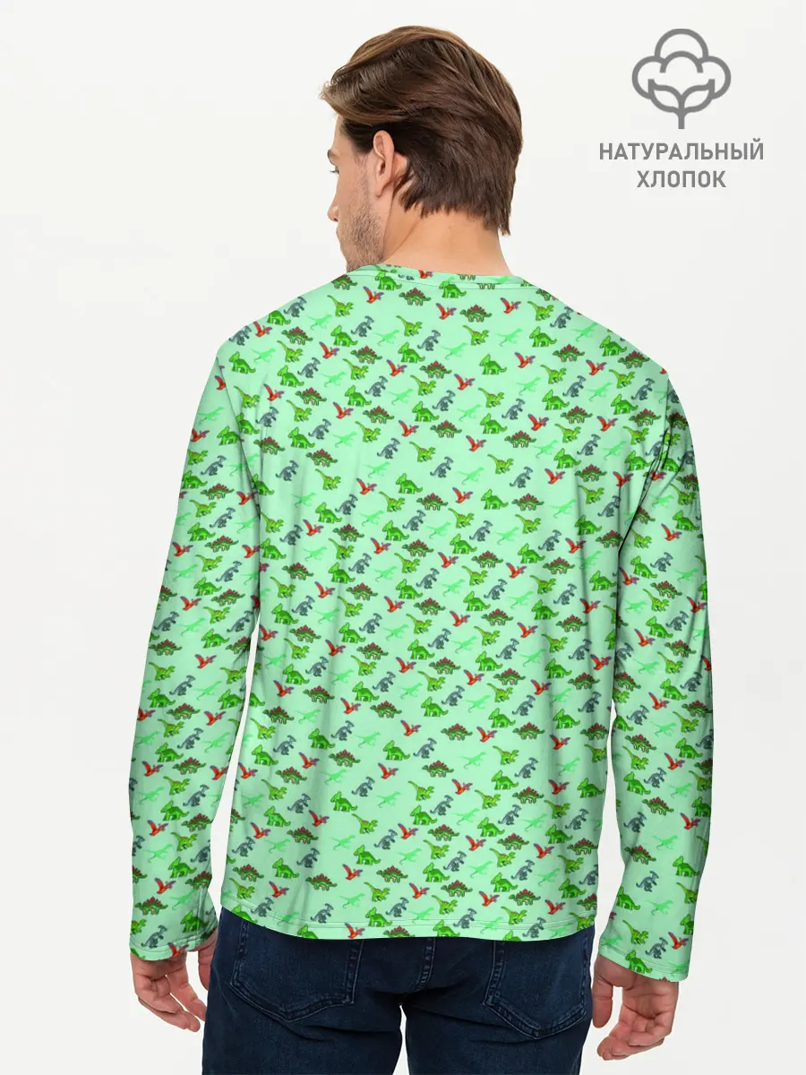 Мужской лонгслив базовый / dinosaurs green (P007_P004ooo2478921, P004ooo2478921)