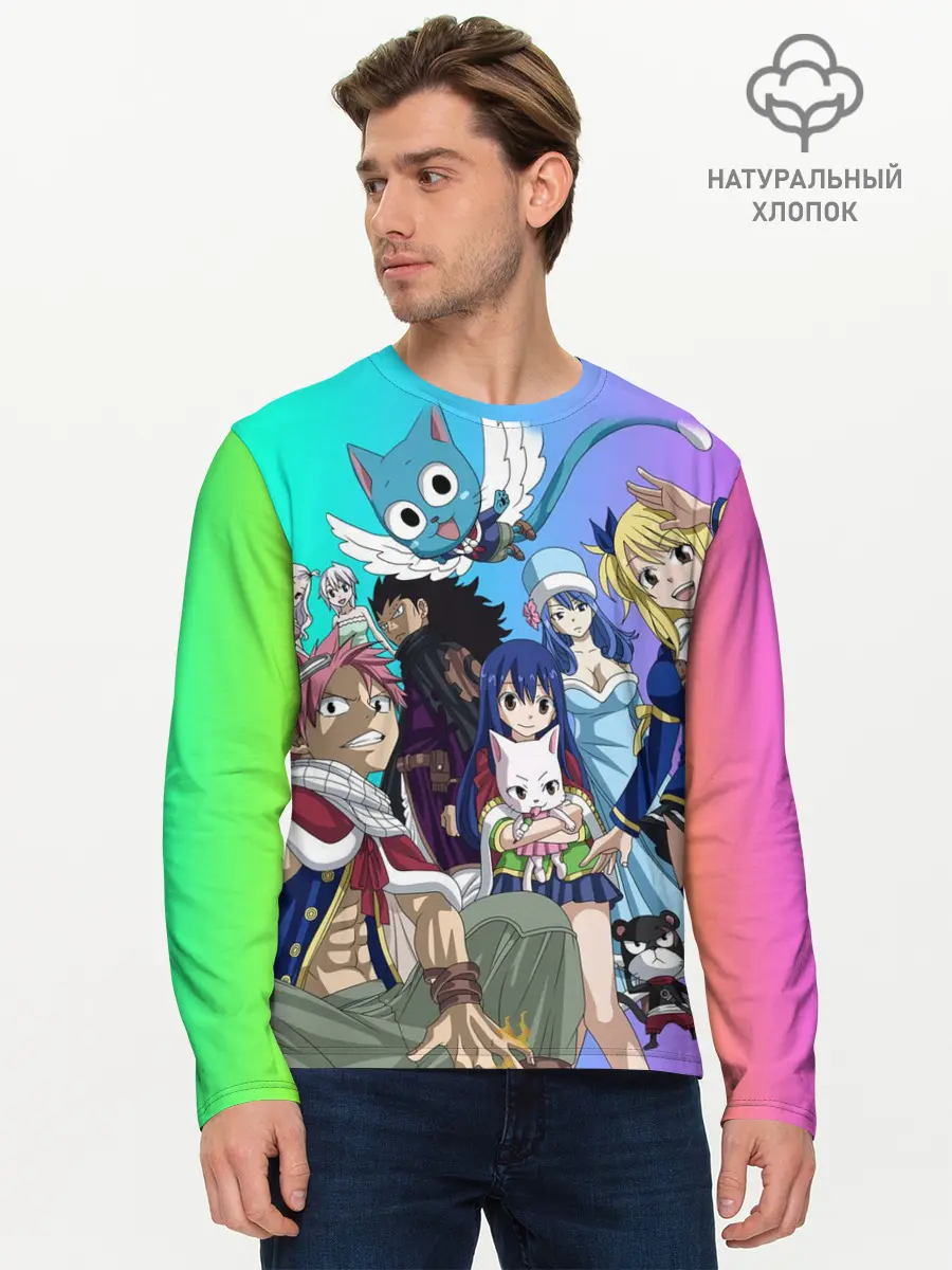 Мужской лонгслив базовый / Fairy Tail rainbow (P007_P004ooo2506123, P004ooo2506123)
