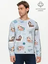 Мужской лонгслив базовый / Паттерн ленивец космос полет (P007_P004ooo2508647, P004ooo2508647)
