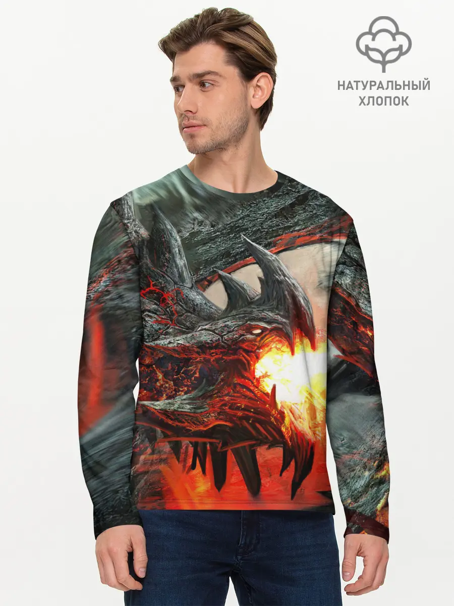 Мужской лонгслив базовый / Дракон | Dragon (P007_P004ooo2557775, P004ooo2557775)