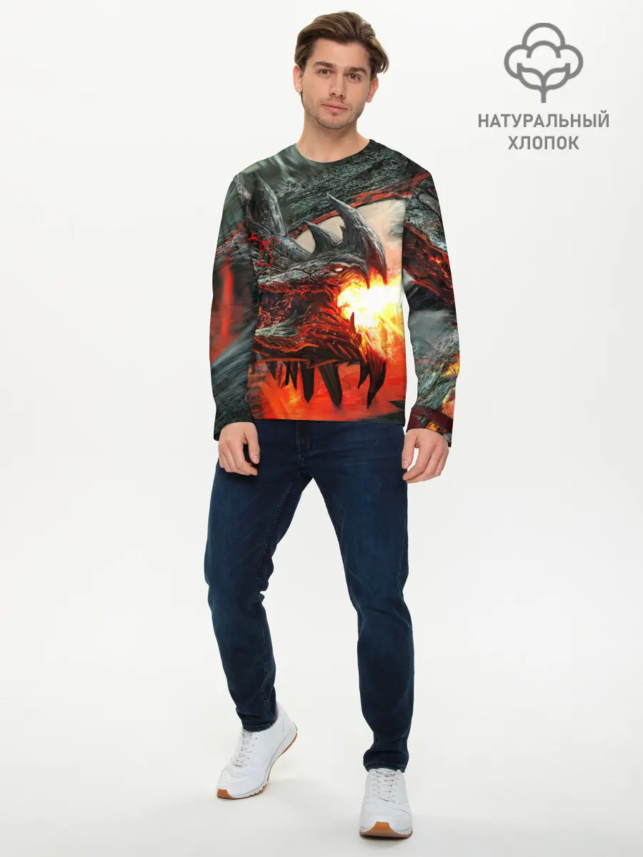 Мужской лонгслив базовый / Дракон | Dragon (P007_P004ooo2557775, P004ooo2557775)
