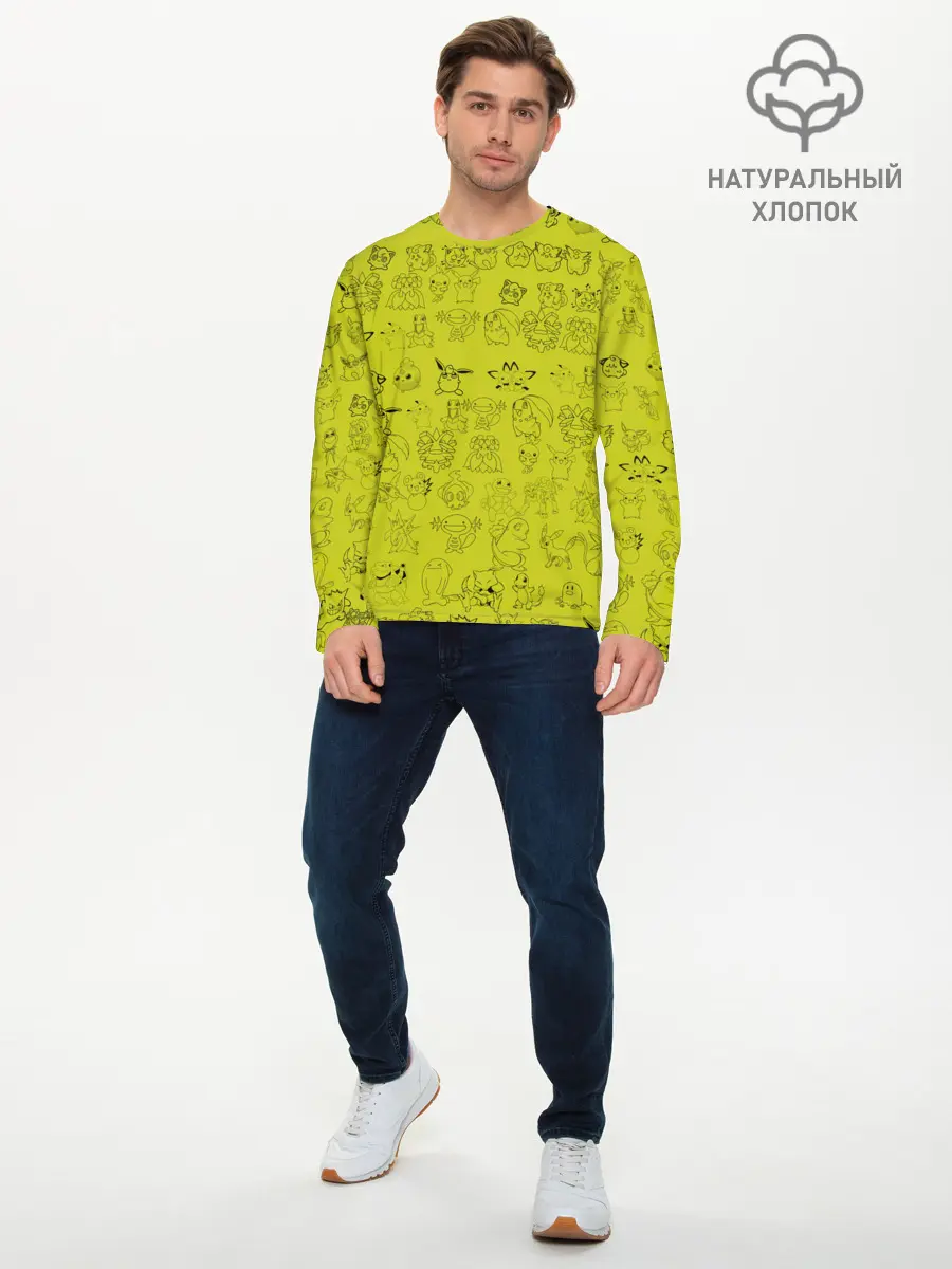 Мужской лонгслив базовый / покемоны (P007_P004ooo2563645, P004ooo2563645)