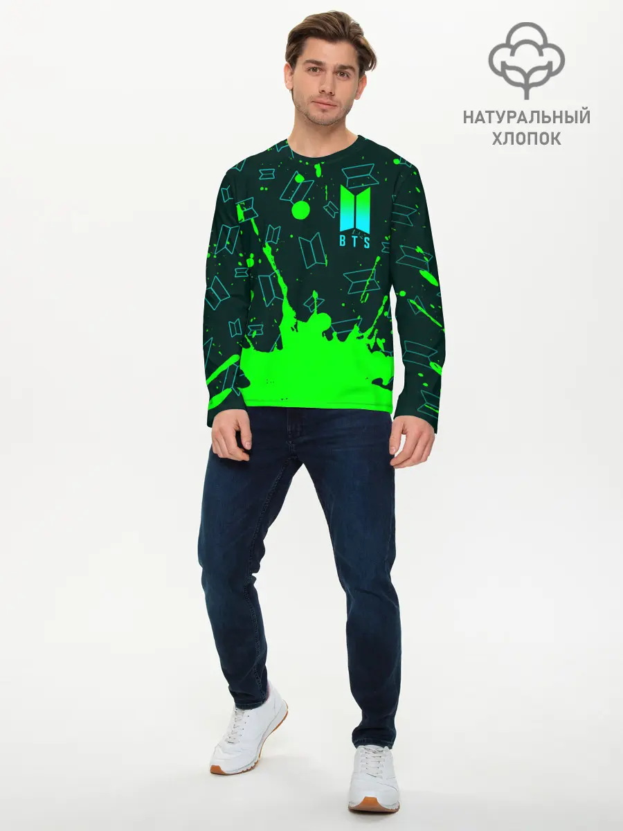 Мужской лонгслив базовый / BTS / БТС (P007_P004ooo2575453, P004ooo2575453)