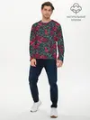 Мужской лонгслив базовый / Тату узор розы и машинки (P007_P004ooo2574775, P004ooo2574775)