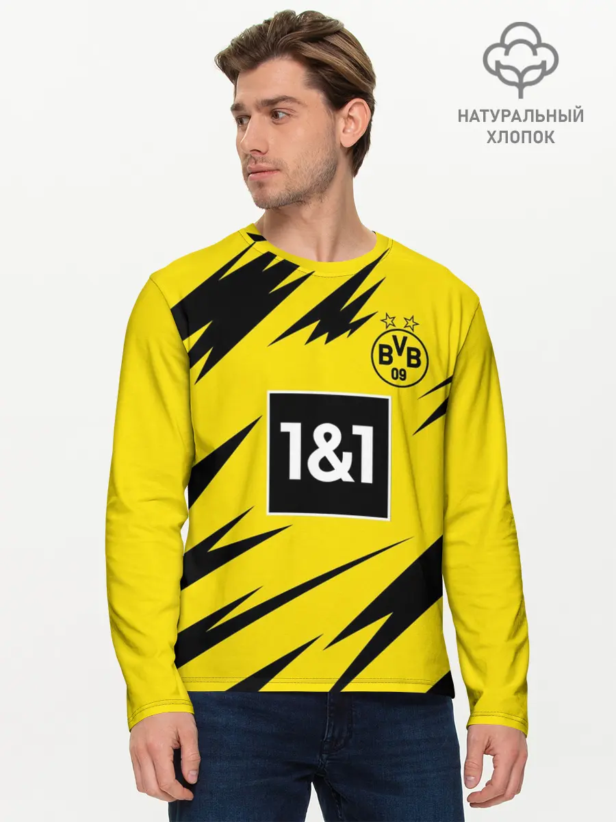 Мужской лонгслив базовый / HAALAND Borussia Dortmund (P007_P004ooo2586717, P004ooo2586717)