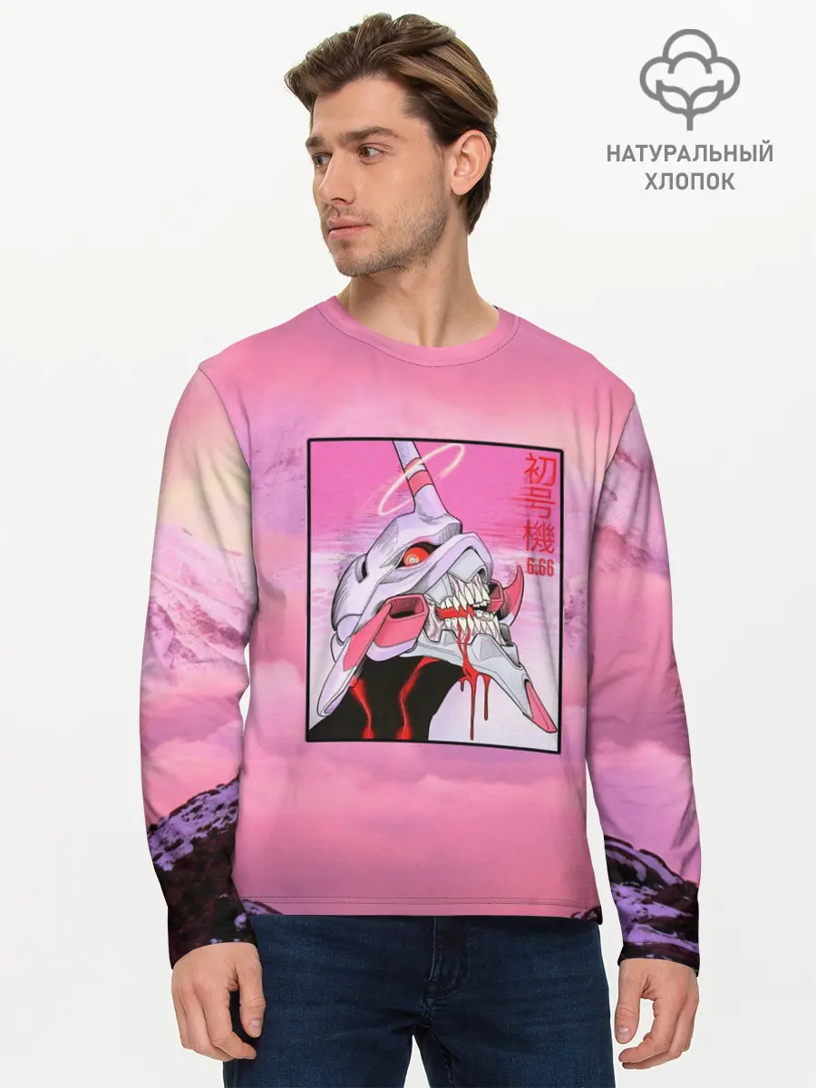 Мужской лонгслив базовый / Synthwave EVA Unit 01 (P007_P004ooo2594261, P004ooo2594261)