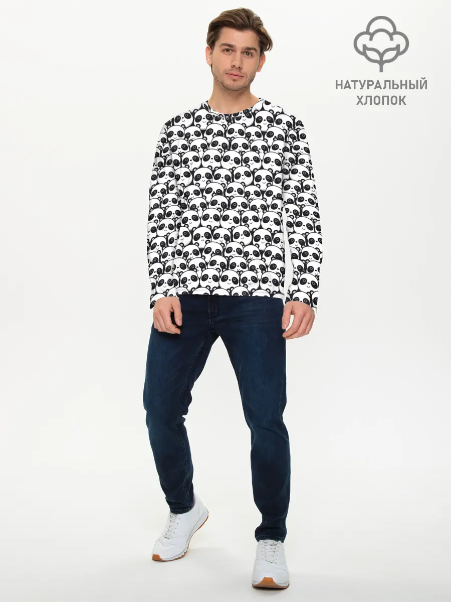 Мужской лонгслив базовый / ПАНДЫ (P007_P004ooo2592583, P004ooo2592583)