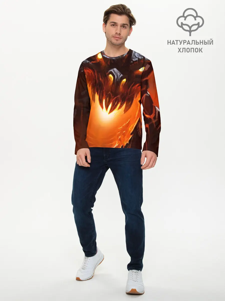 Мужской лонгслив базовый / Дракон Лавы (P007_P004ooo2597075, P004ooo2597075)
