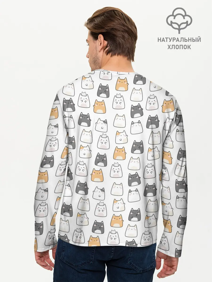 Мужской лонгслив базовый / Толстые котики (P007_P004ooo2602213, P004ooo2602213)
