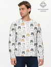 Мужской лонгслив базовый / Толстые котики (P007_P004ooo2602213, P004ooo2602213)