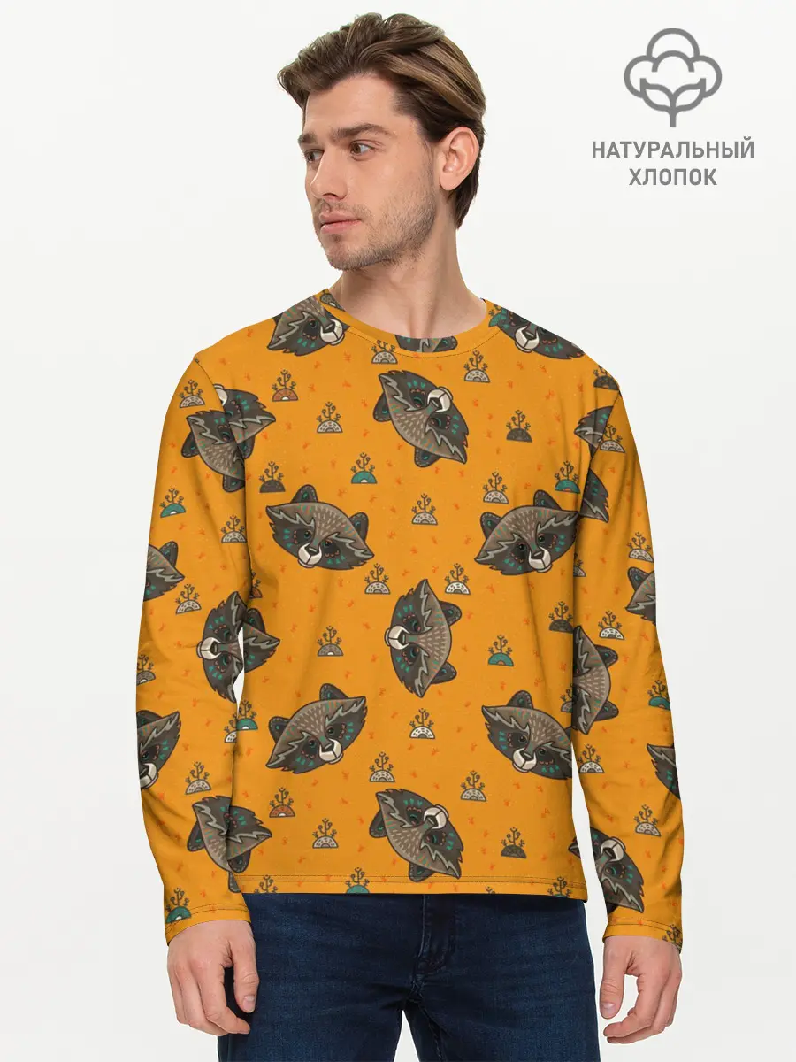Мужской лонгслив базовый / Енотики (P007_P004ooo2602291, P004ooo2602291)