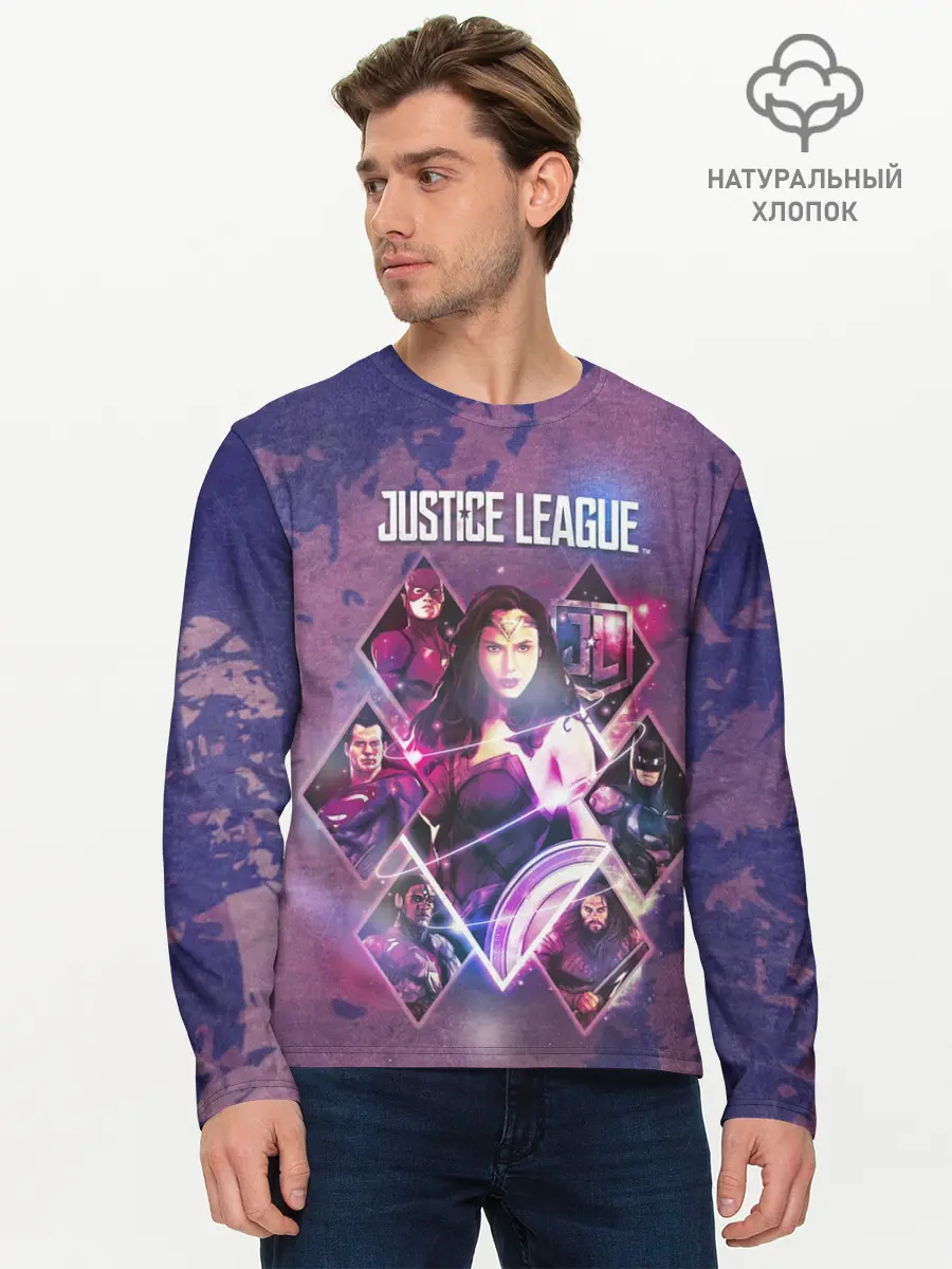 Мужской лонгслив базовый / Justice League (P007_P004ooo2610807, P004ooo2610807)