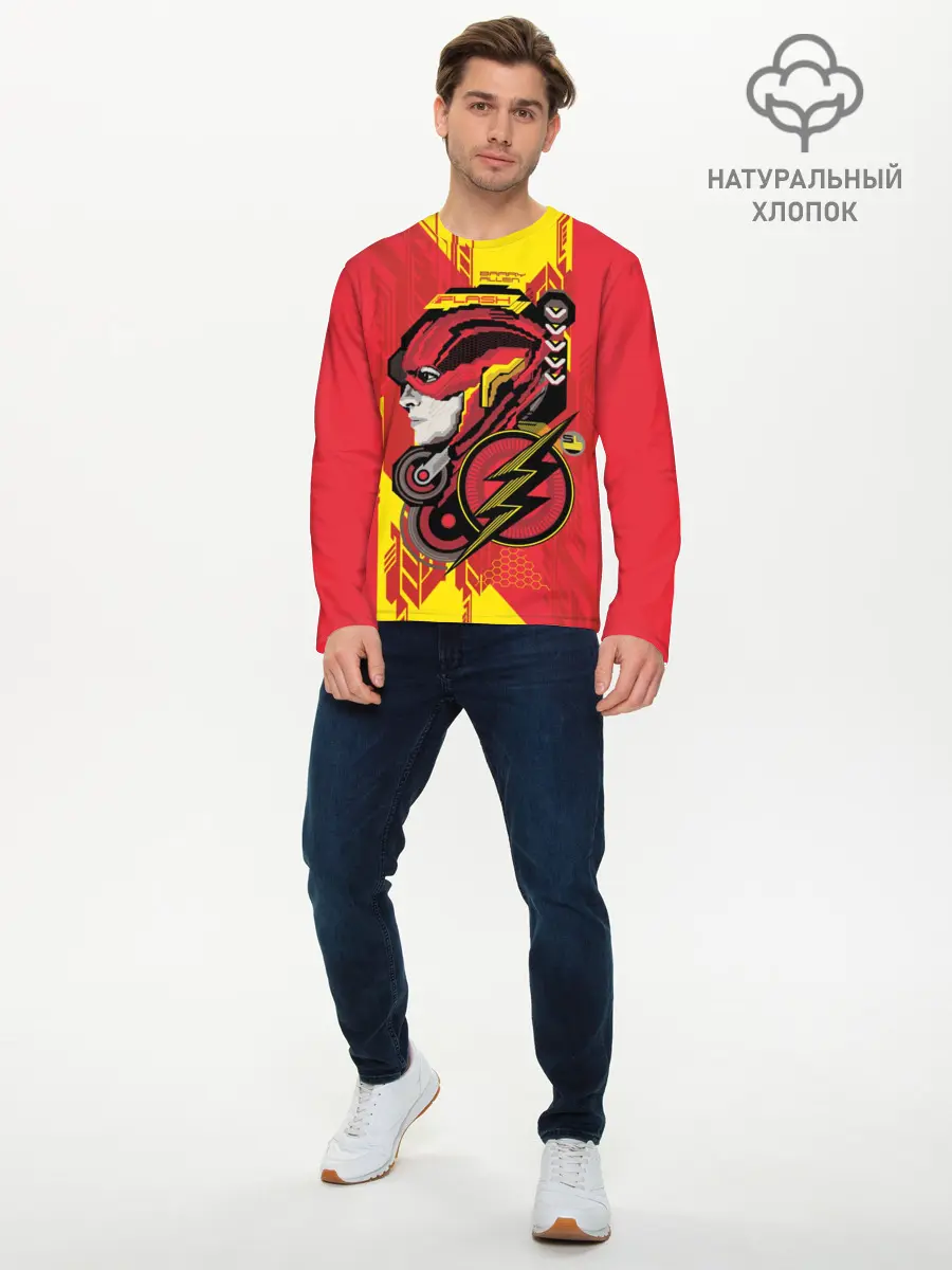 Мужской лонгслив базовый / The Flash (P007_P004ooo2610535, P004ooo2610535)