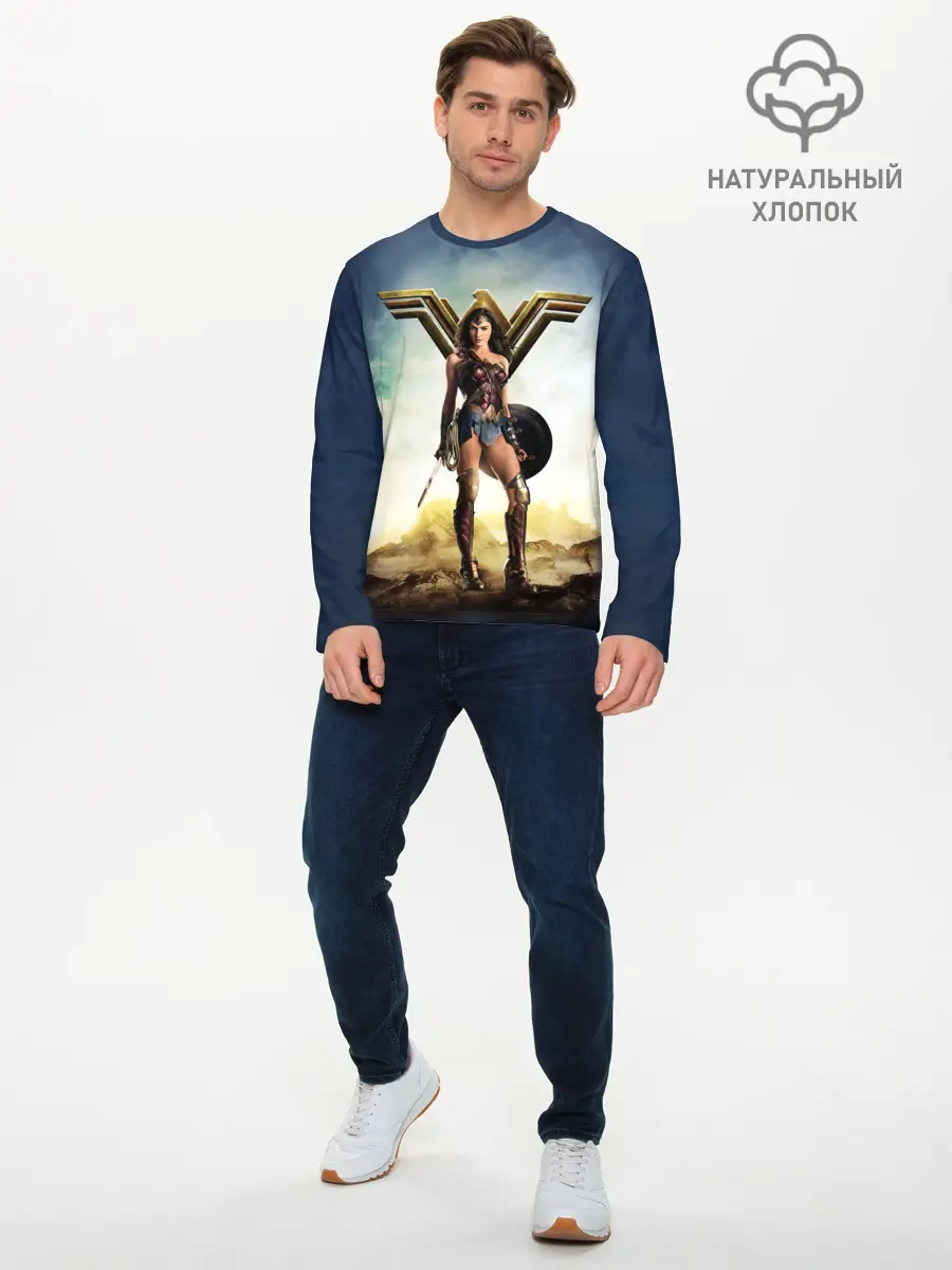 Мужской лонгслив базовый / Wonder Woman (P007_P004ooo2618413, P004ooo2618413)