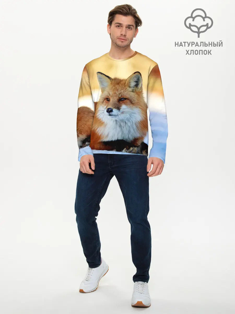 Мужской лонгслив базовый / Лиса (P007_P004ooo2620071, P004ooo2620071)