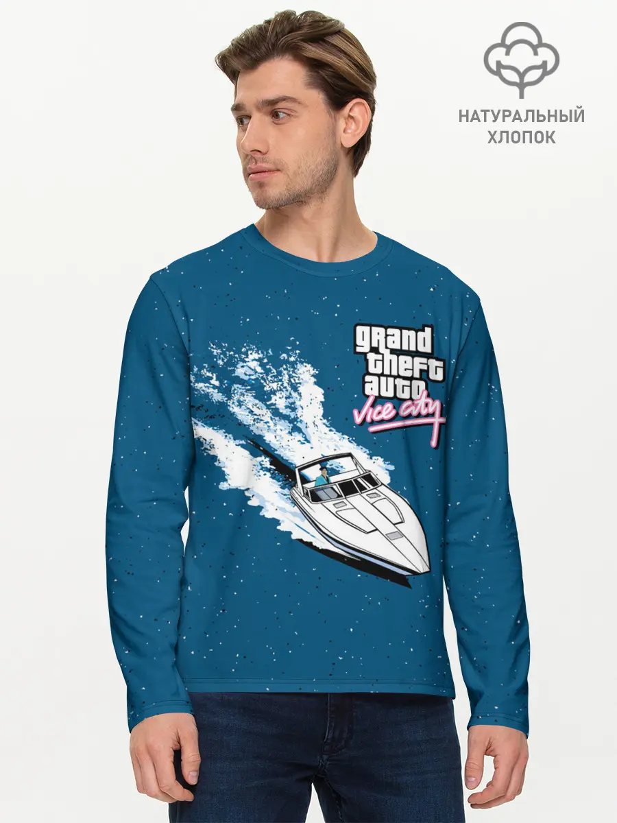 Мужской лонгслив базовый / GTA Vice City (P007_P004ooo2618857, P004ooo2618857)