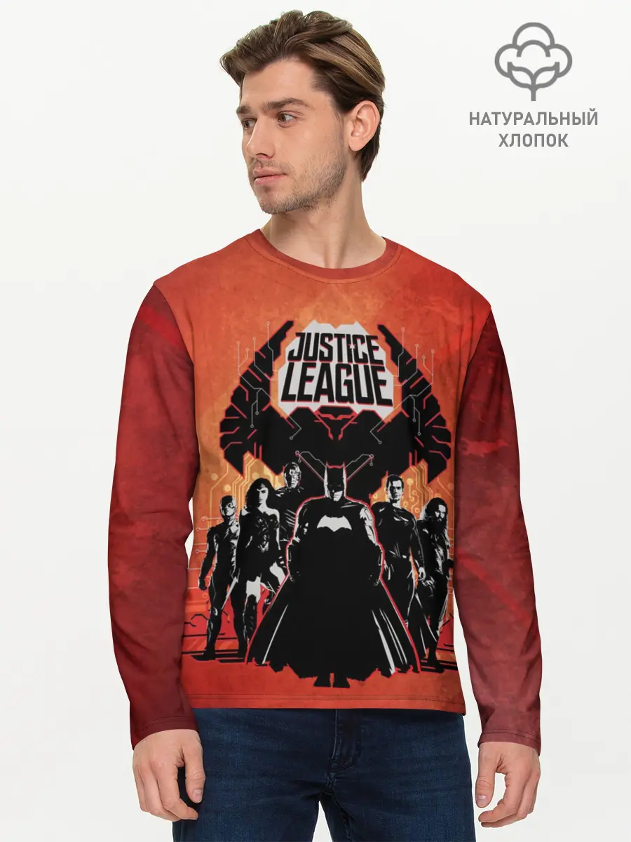 Мужской лонгслив базовый / Justice League (P007_P004ooo2618467, P004ooo2618467)