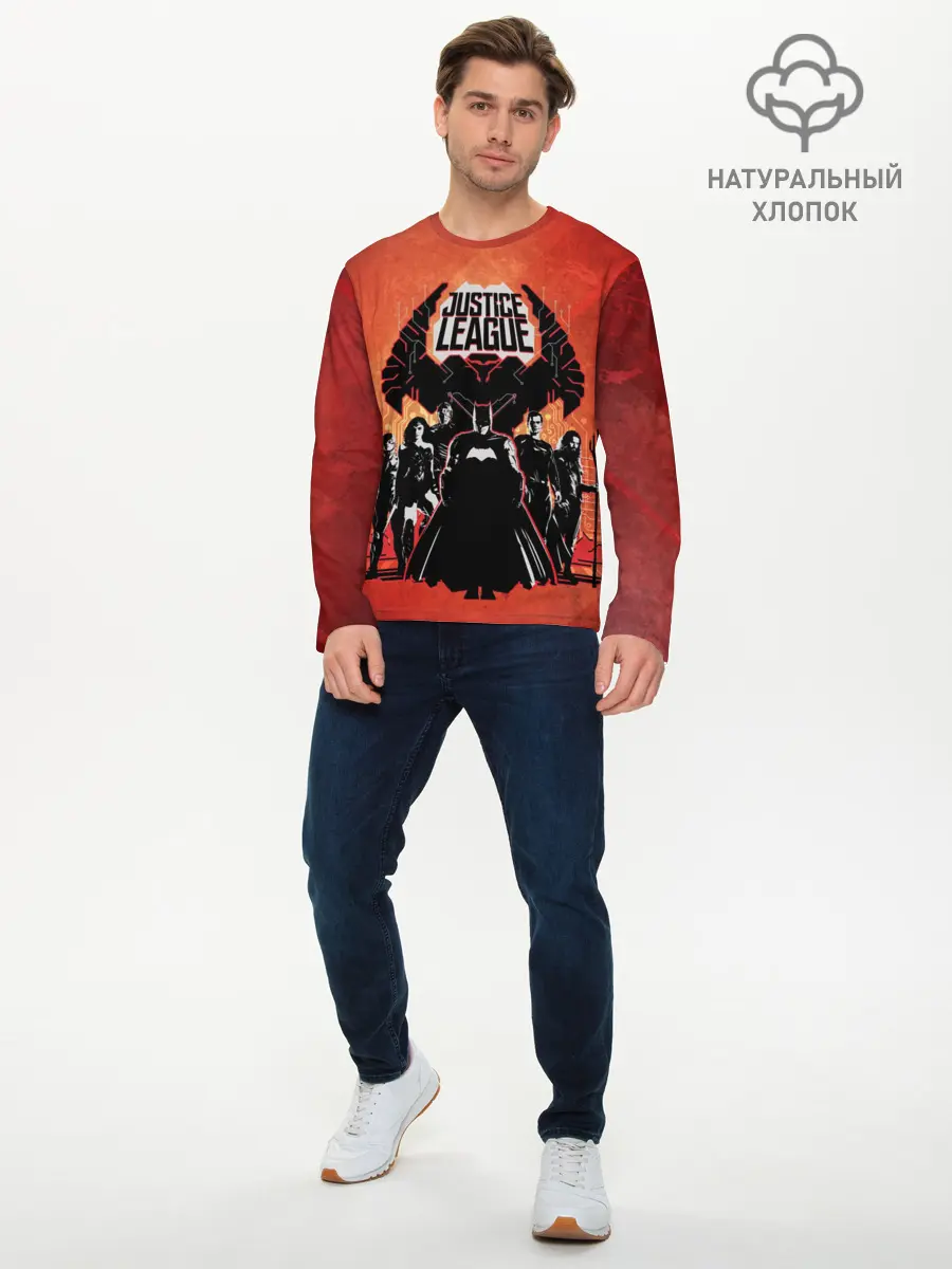 Мужской лонгслив базовый / Justice League (P007_P004ooo2618467, P004ooo2618467)