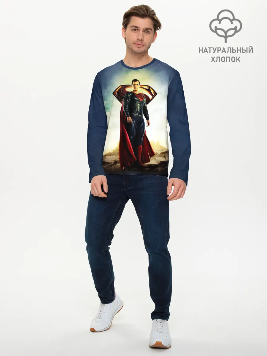 Мужской лонгслив базовый / Superman (P007_P004ooo2621083, P004ooo2621083)
